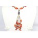 Traditional Necklace 925 Sterling Silver beads orange carnelian stone P 378